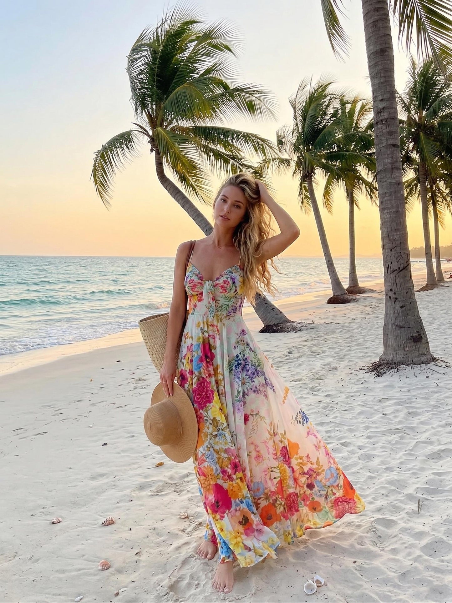 Romantic Bridesmaid Dress, Lush Floral Maxi Dress, Spring outdoor Dress, Summer Vacation Cloth, Beach Wedding Sundress