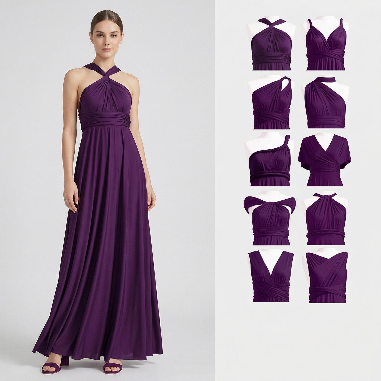 Infinity Dress for Graduation Party, Multiway Bridesmaid Gown, Formal Evening Dress for University Prom, Convertible Maxi Gown for Seniors