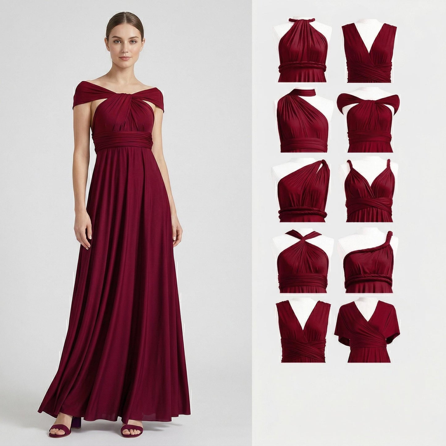 Elegant Graduation Gala Dress, Purple Infinity Wrap Gown, Senior Prom Night Dress,Multi-way Formal Wear for College Commencement,Photo Ready