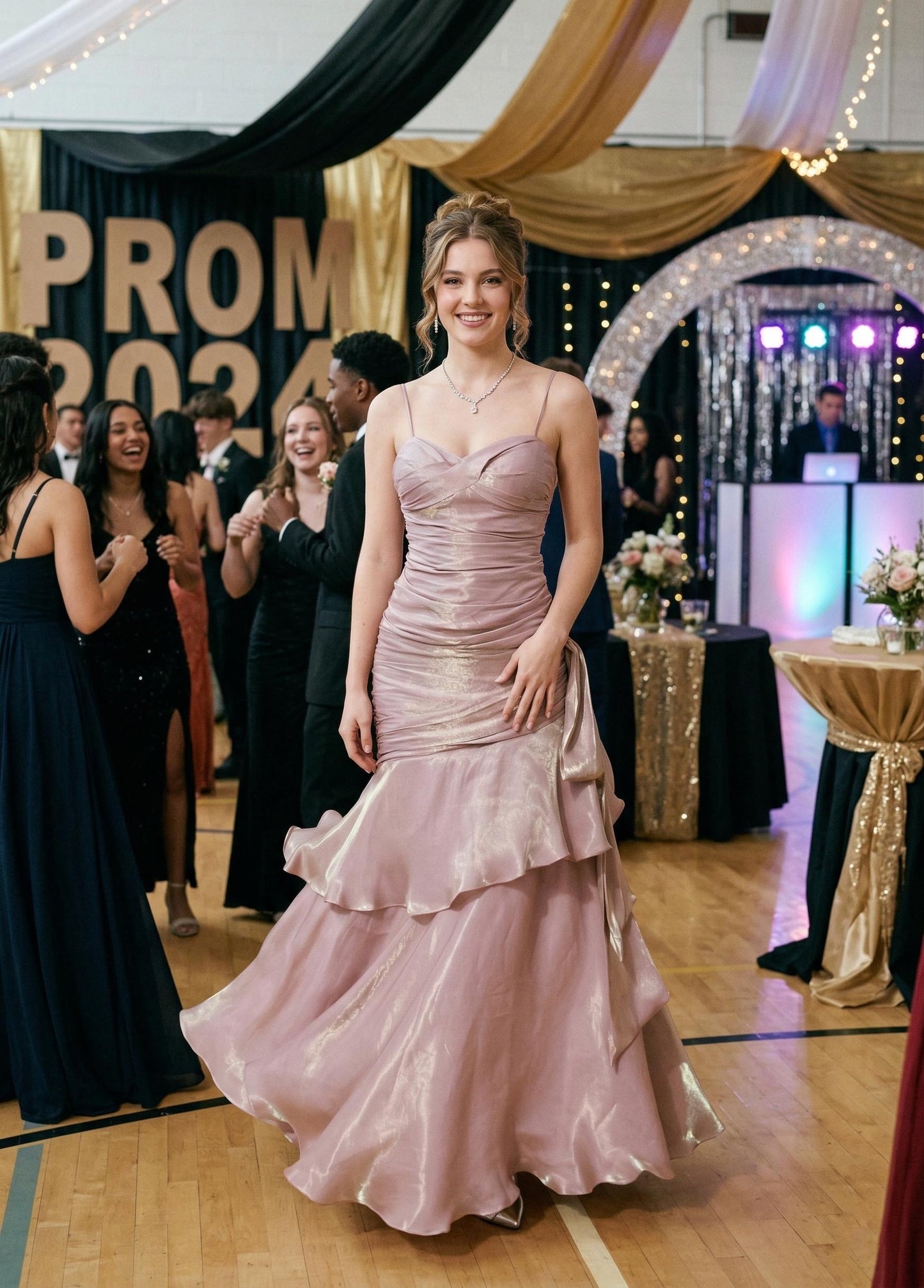 Prom Dress 2026, Shimmering Pink Mermaid Gown, Formal Graduation Ball Dress, Fairycore Prom Maxi,Adjustable Strap Evening Gown,Class of 2026